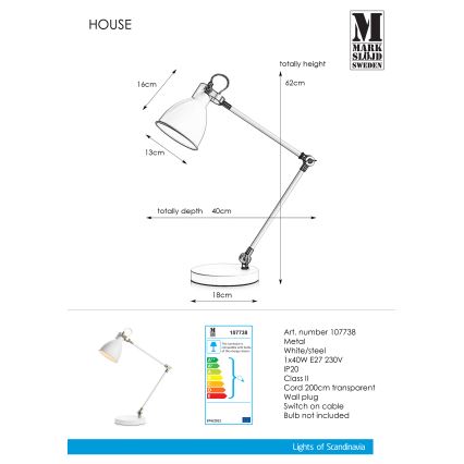 Markslöjd 107738 - Stolní lampa HOUSE 1xE27/40W/230V