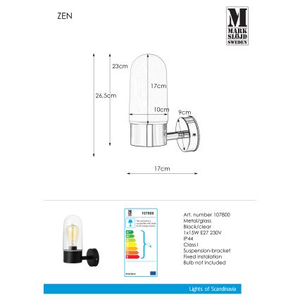 Markslöjd 107800 - Koupelnové nástěnné svítidlo ZEN 1xE27/15W/230V IP44
