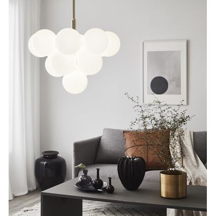 Markslöjd 107903 - Lustr na tyči MERLOT 13xG9/20W/230V pr. 56 cm bílá/zlatá