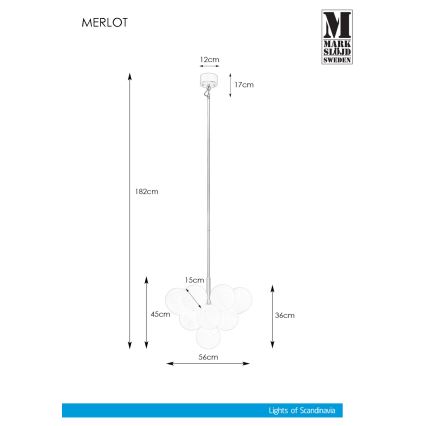 Markslöjd 107903 - Lustr na tyči MERLOT 13xG9/20W/230V pr. 56 cm bílá/zlatá
