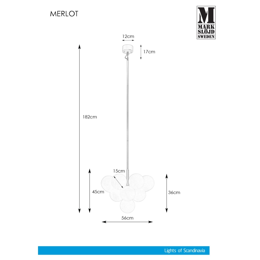 Markslöjd 107903 - Lustr na tyči MERLOT 13xG9/20W/230V pr. 56 cm bílá/zlatá