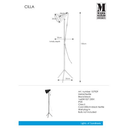 Markslöjd 107929 - Stojací lampa CILLA 1xE27/60W/230V