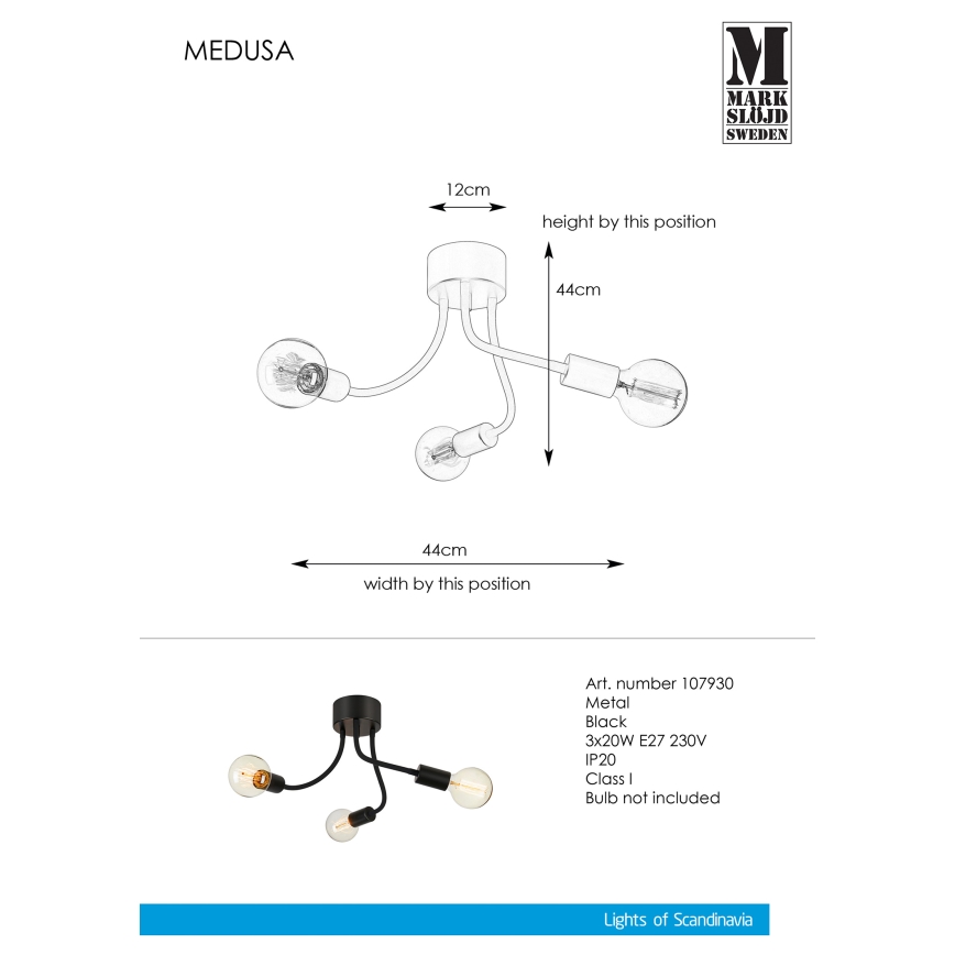 Markslöjd 107930 - Přisazený lustr MEDUSA 3xE27/20W/230V