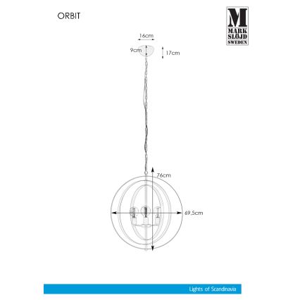 Markslöjd 107941 - Lustr na řetězu ORBIT 3xE27/60W/230V