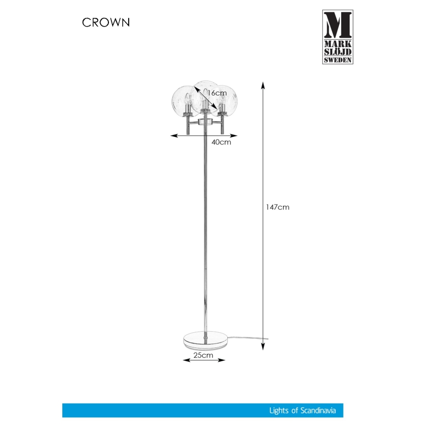 Markslöjd 107947 - Stojací lampa CROWN 3xE14/20W/230V