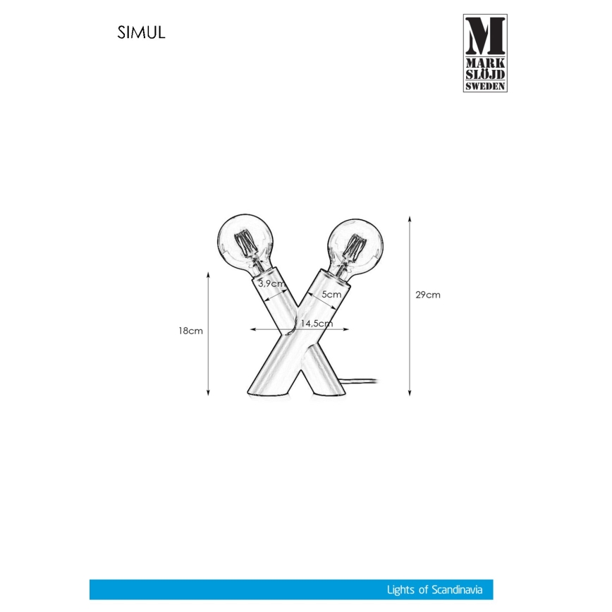 Markslöjd 108053 - Stolní lampa SIMUL 1xE27/40W + 1xE14/40W/230V zlatá