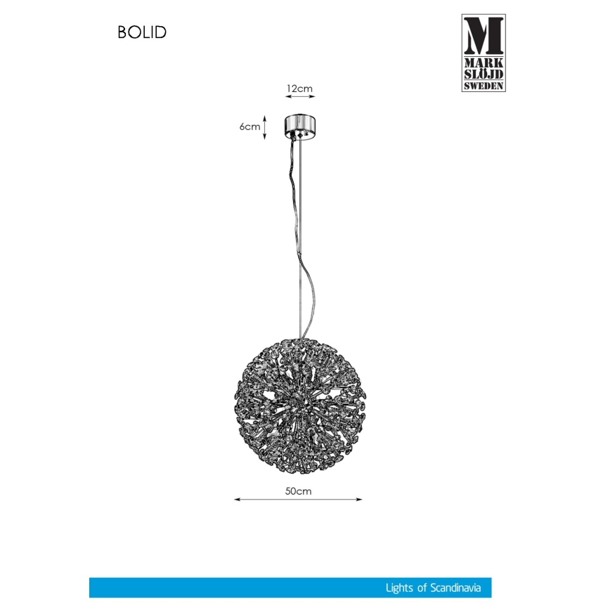 Markslöjd 108101 - Křišťálový lustr na lanku BOLID 9xG9/20W/230V