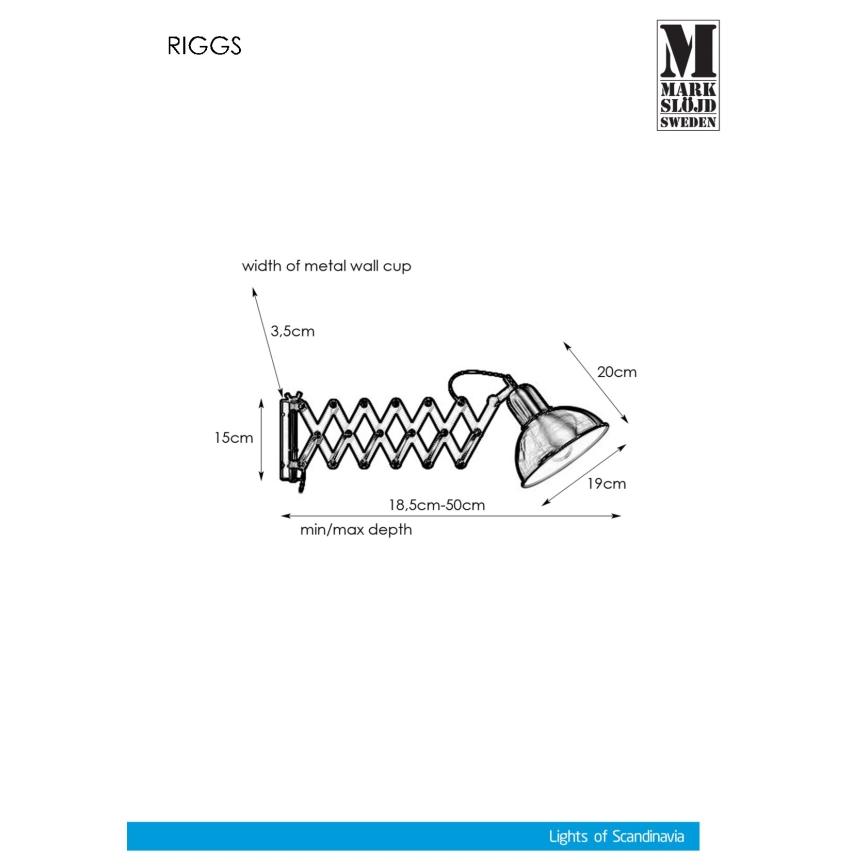 Markslöjd 108105 - Nástěnné svítidlo RIGGS 1xE27/60W/230V černá
