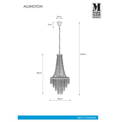 Markslöjd 108125 - Křišťálový lustr na řetězu ALLINGTON 3xE14/25W/230V