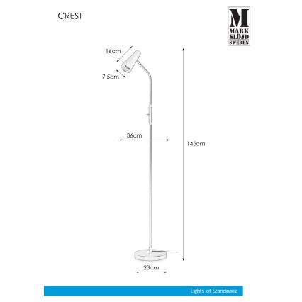 Markslöjd 108205 - Stojací lampa CREST 1xGU10/7W/230V bílá