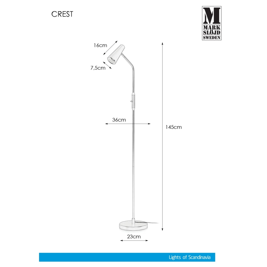 Markslöjd 108205 - Stojací lampa CREST 1xGU10/7W/230V bílá