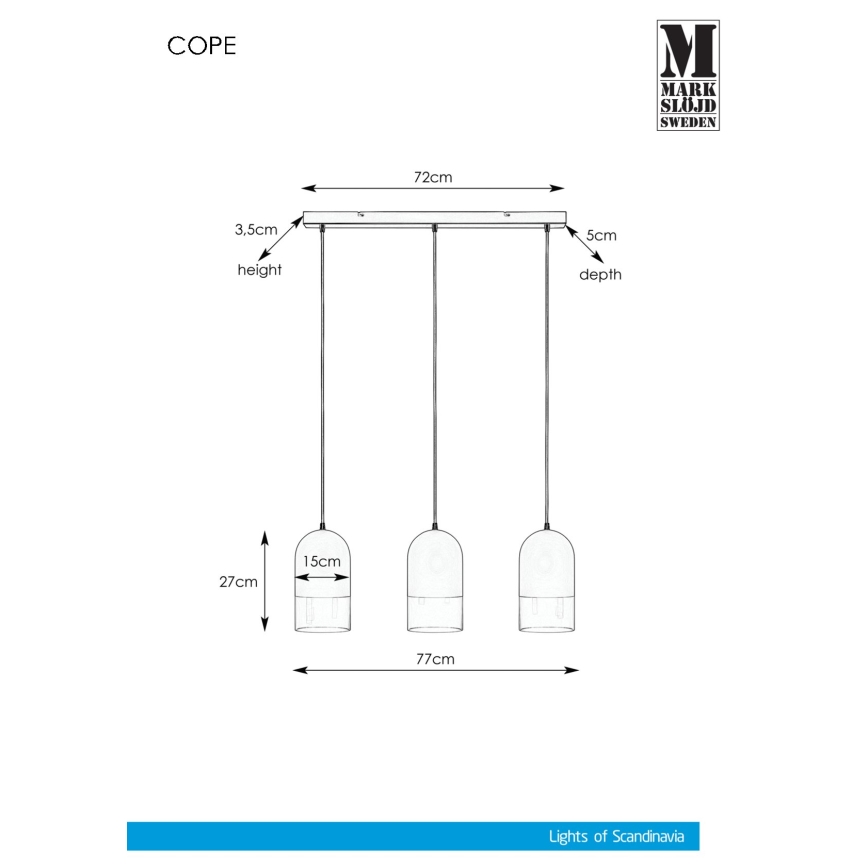 Markslöjd 108226 - Lustr na lanku COPE 3xE14/18W/230V