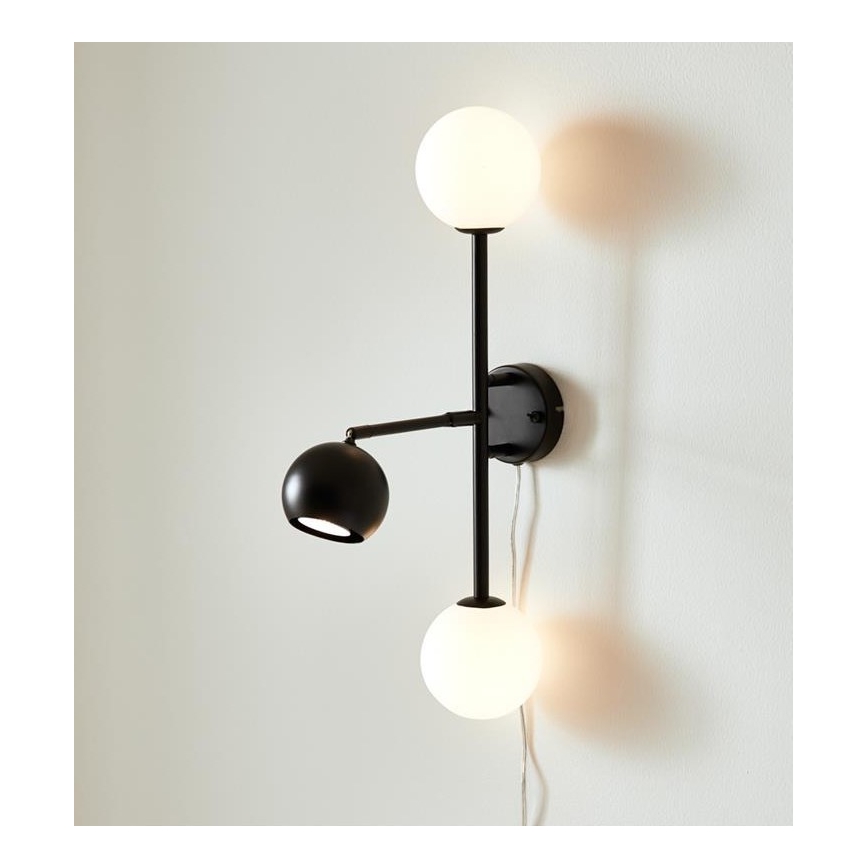 Markslöjd 108255 - Nástěnné svítidlo BESIDE 2xG9/20W/230V + 1xGU10/7W/230V černá