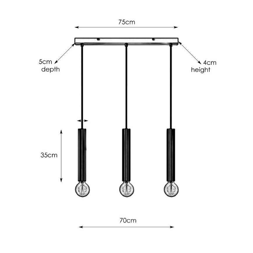 Markslöjd 108262 - Lustr na lanku SENCILLO 3xE27/40W/230V černá