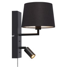 Markslöjd 108595 - LED Nástěnná lampa s USB COMO 1xE14/40W/230V + LED/3W černá