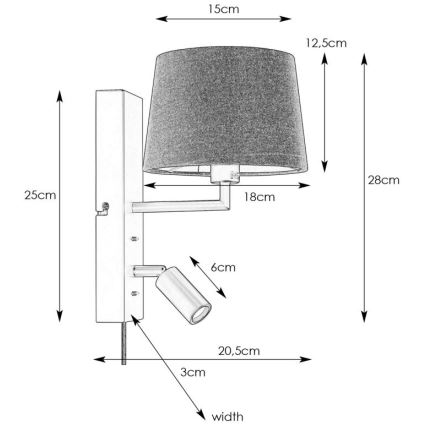 Markslöjd 108595 - LED Nástěnná lampa s USB COMO 1xE14/40W/230V + LED/3W černá