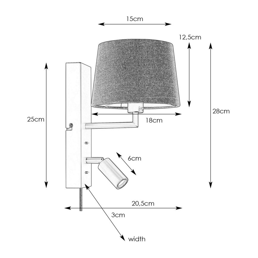 Markslöjd 108595 - LED Nástěnná lampa s USB COMO 1xE14/40W/230V + LED/3W černá