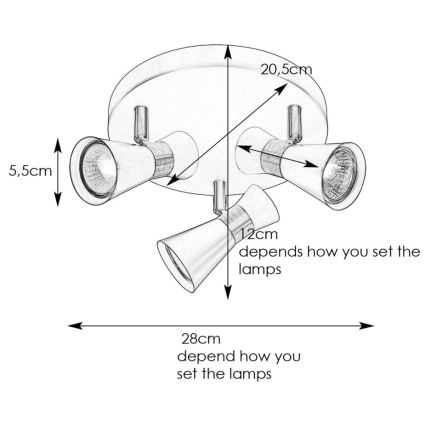 Markslöjd 108628 - Bodové svítidlo FOLIE 3xGU10/7W/230V bílá/matný chrom