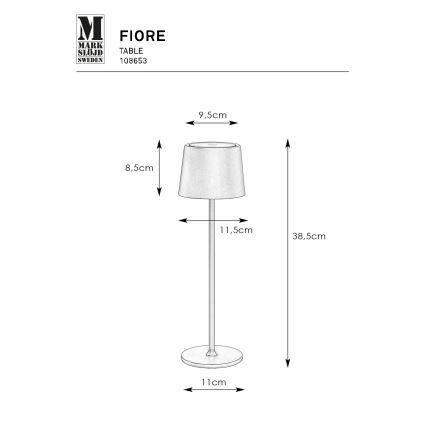 Markslöjd 108653 - LED Stmívatelná nabíjecí lampa FIORE LED/2W/5V IP44 38 cm černá