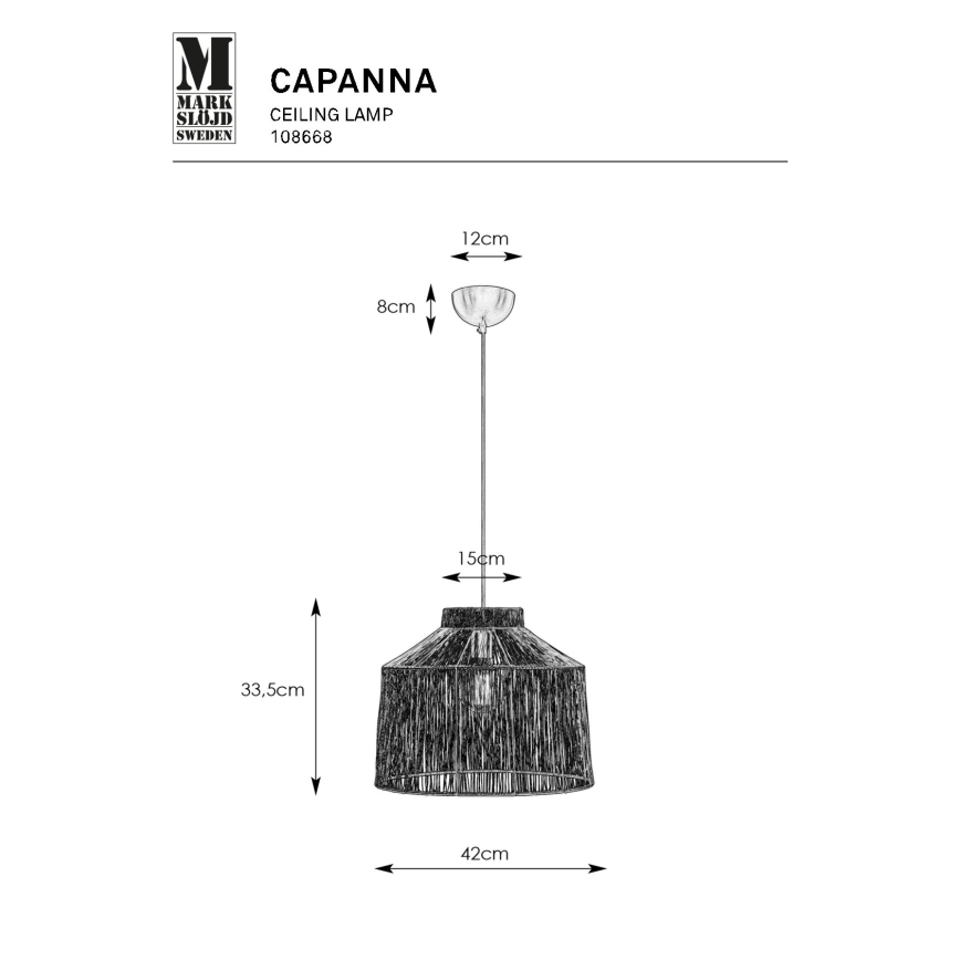 Markslöjd 108668 - Lustr na lanku CAPANNA 1xE27/40W/230V černá