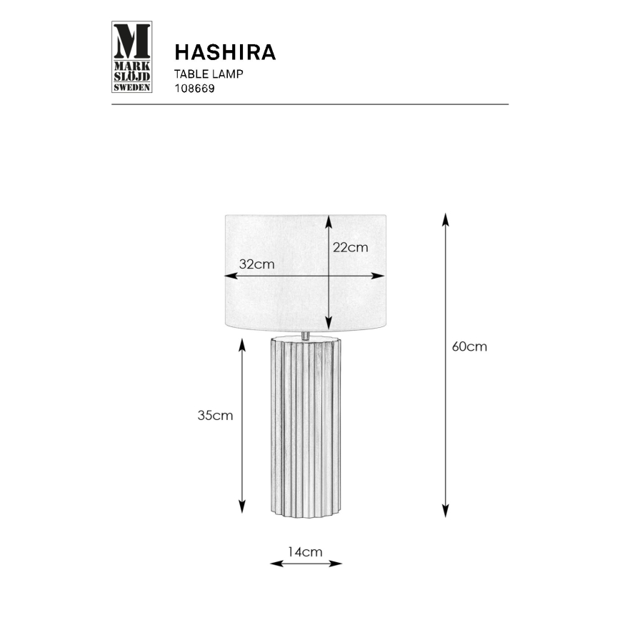 Markslöjd 108669 - Stolní lampa HASHIRA 1xE27/40W/230V bílá/mosaz