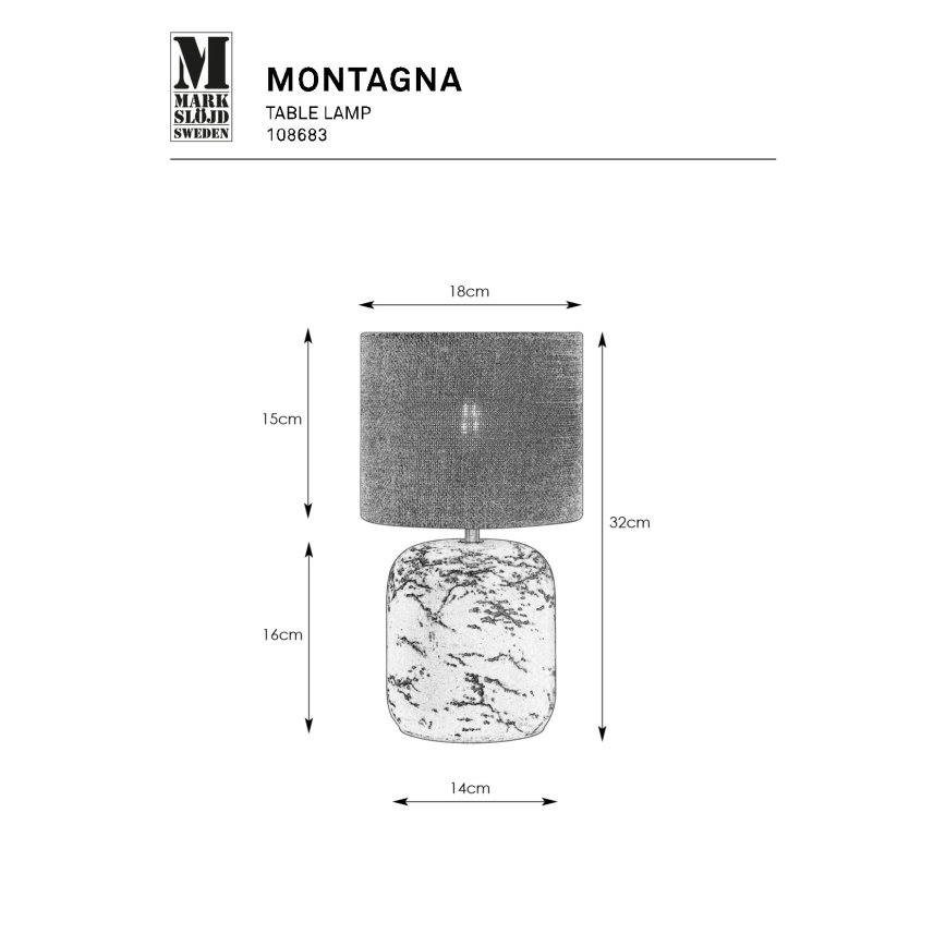 Markslöjd 108683 - Stolní lampa MONTAGNA 1xE14/40W/230V 32 cm béžová/černá