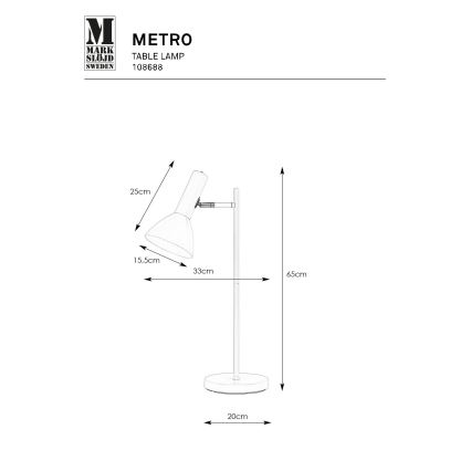 Markslöjd 108688 - Stolní lampa METRO 1xE27/40W/230V bílá