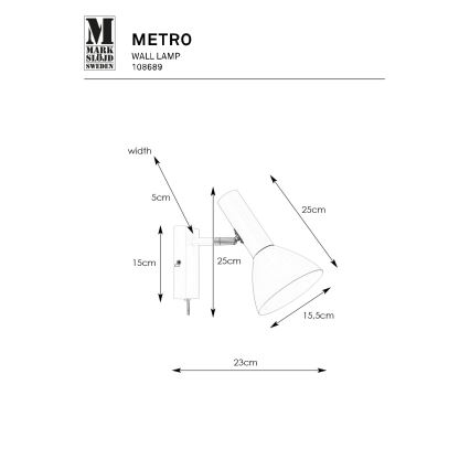 Markslöjd 108689 - Nástěnná lampa METRO 1xE27/40W/230V bílá