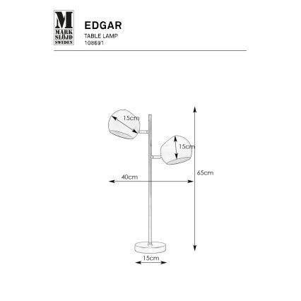Markslöjd 108691 - Stolní lampa EDGAR 2xE14/40W/230V černá