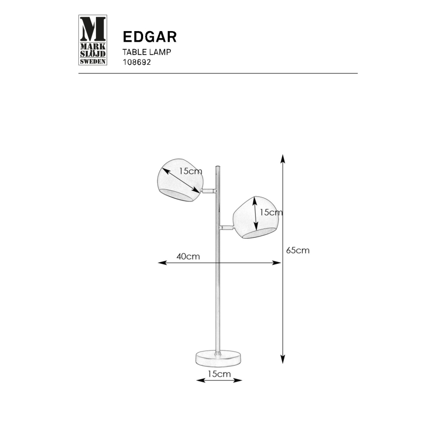 Markslöjd 108692 - Stolní lampa EDGAR 2xE14/40W/230V zlatá
