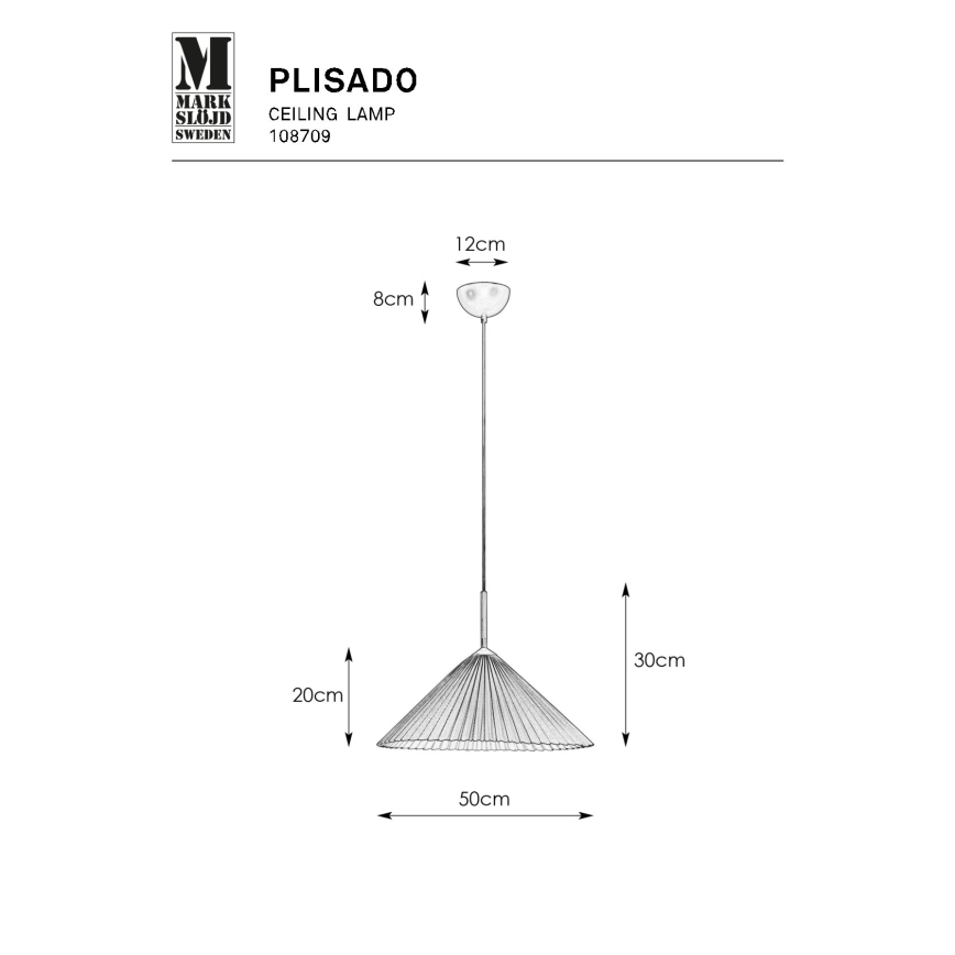 Markslöjd 108709 - Lustr na lanku PLISADO 1xE27/40W/230V pr. 50 cm šedá