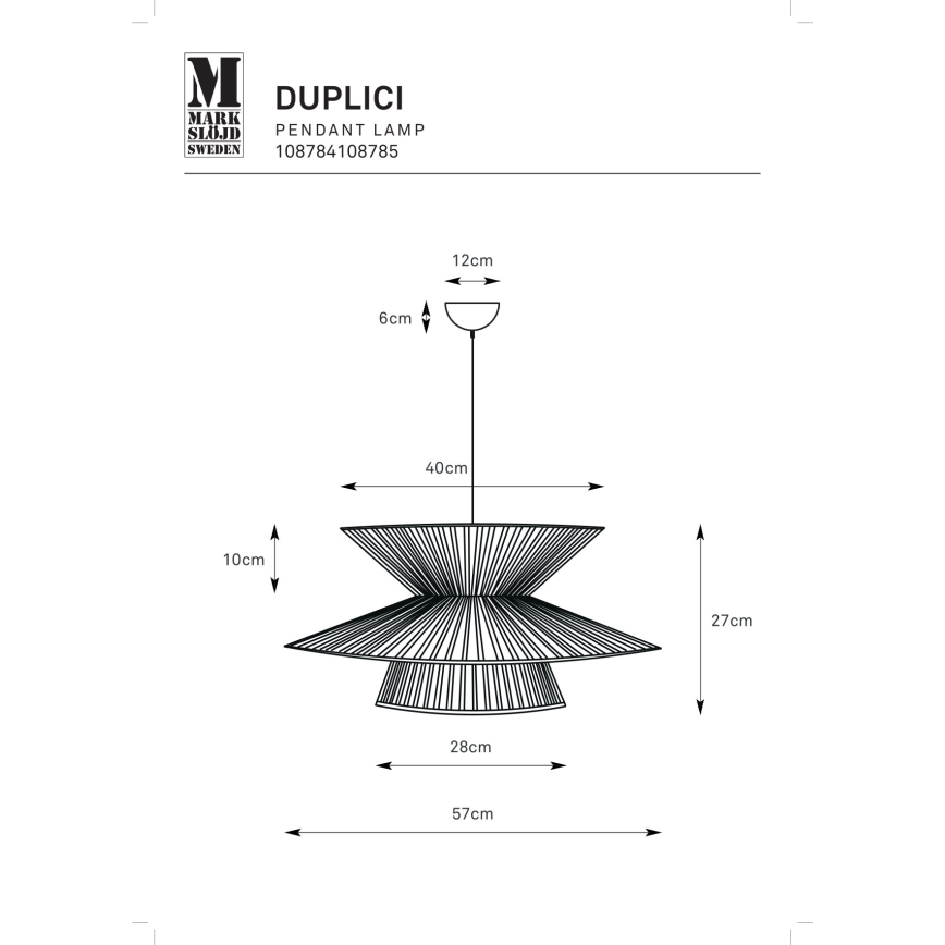 Markslöjd 108784 - Lustr na lanku DUPLICI 1xE27/40W/230V černá/bambus