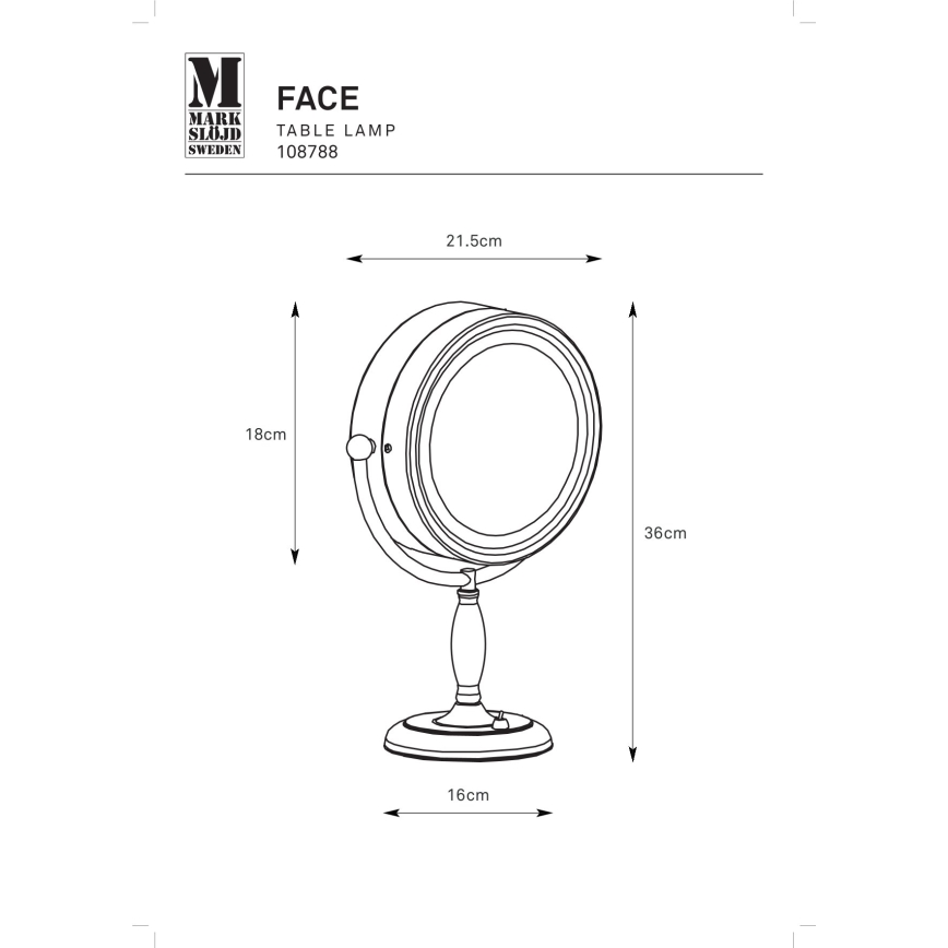 Markslöjd 108788 - Kosmetické zrcátko FACE 1xE14/25W/230V