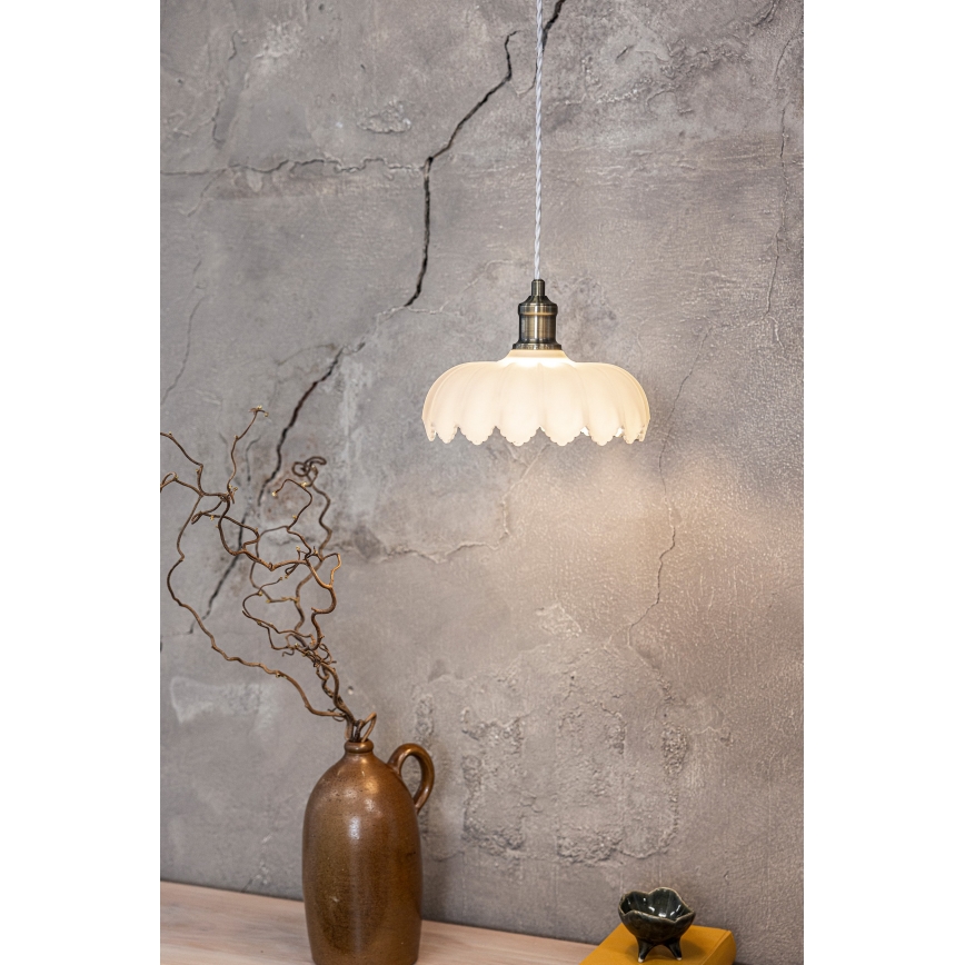 Markslöjd 108857 - Lustr na lanku KURAGE 1xE27/40W/230V mosaz/bílá