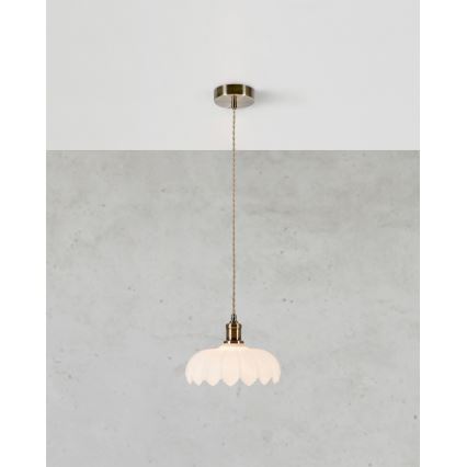 Markslöjd 108857 - Lustr na lanku KURAGE 1xE27/40W/230V mosaz/bílá