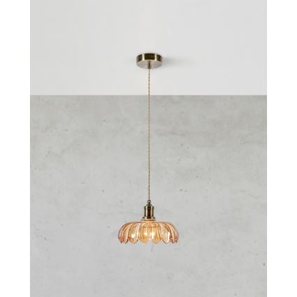Markslöjd 108858 - Lustr na lanku KURAGE 1xE27/40W/230V mosaz/kouřová béžová