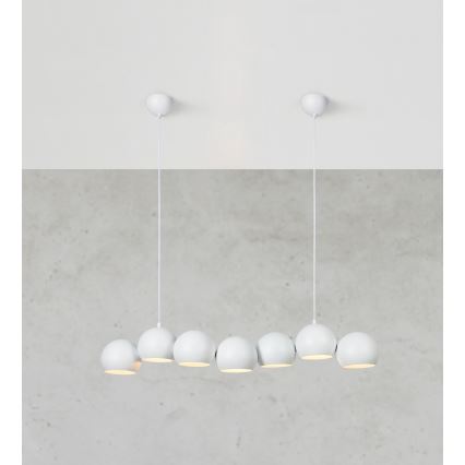 Markslöjd 108859 - Lustr na lanku CUPOLO 7xE14/40W/230V bílá
