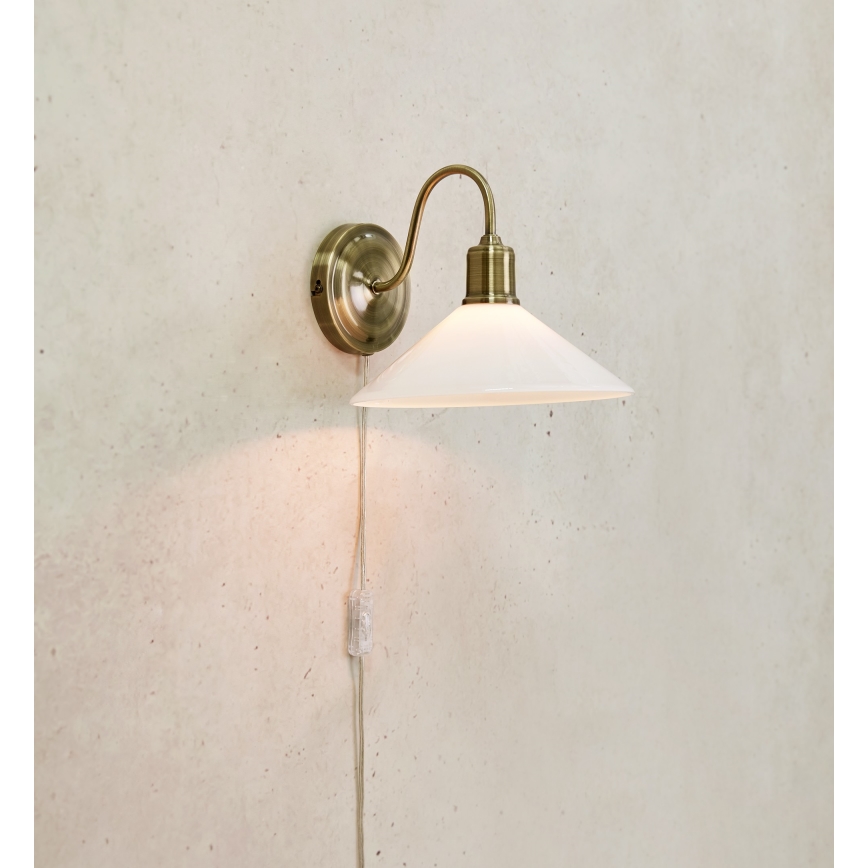 Markslöjd 108865 - Nástěnná lampa VELA 1xE27/40W/230V mosaz/bílá