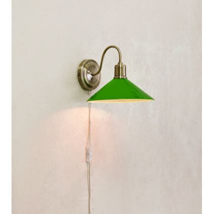 Markslöjd 108866 - Nástěnná lampa VELA 1xE27/40W/230V mosaz/zelená