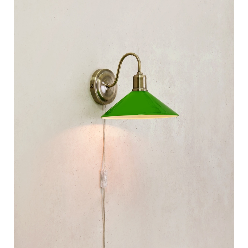 Markslöjd 108866 - Nástěnná lampa VELA 1xE27/40W/230V mosaz/zelená