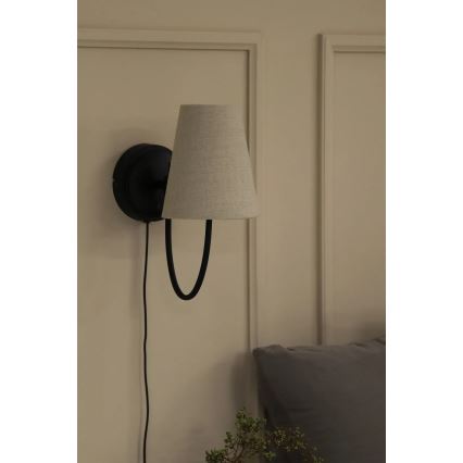 Markslöjd 108907 - Nástěnná lampa AMAR 1xE14/40W/230V len/černá