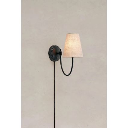 Markslöjd 108907 - Nástěnná lampa AMAR 1xE14/40W/230V len/černá