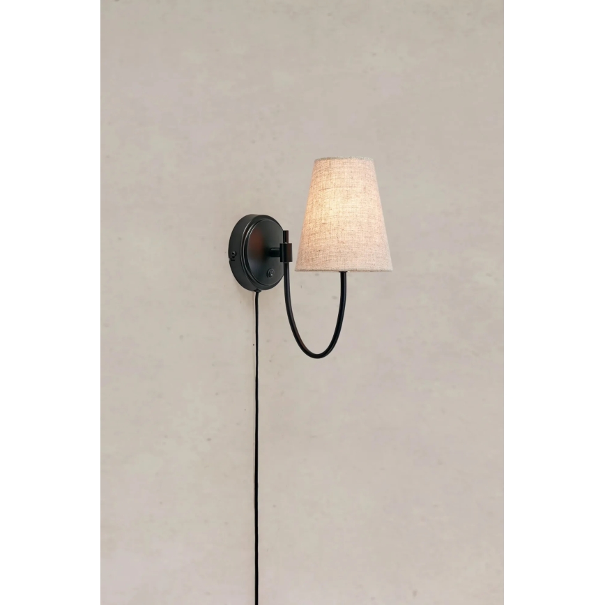 Markslöjd 108907 - Nástěnná lampa AMAR 1xE14/40W/230V len/černá