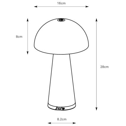 Markslöjd 108950 - LED Stmívatelná nabíjecí stolní lampa FUNGI LED/1,5W/5V 2000 mAh IP44 šedá