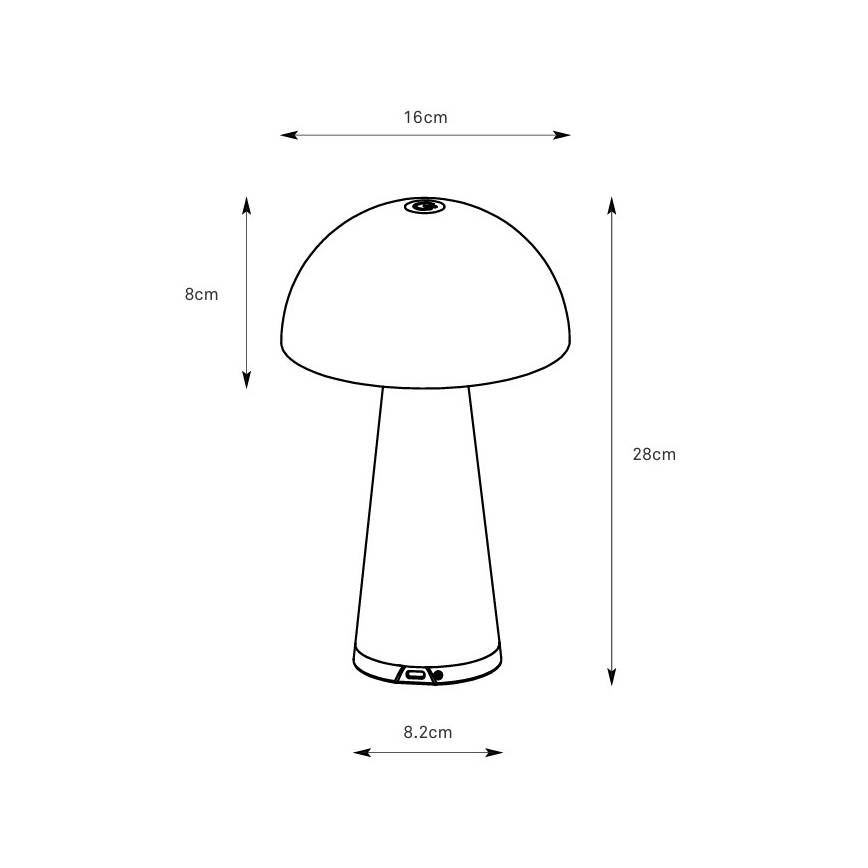 Markslöjd 108950 - LED Stmívatelná nabíjecí stolní lampa FUNGI LED/1,5W/5V 2000 mAh IP44 šedá