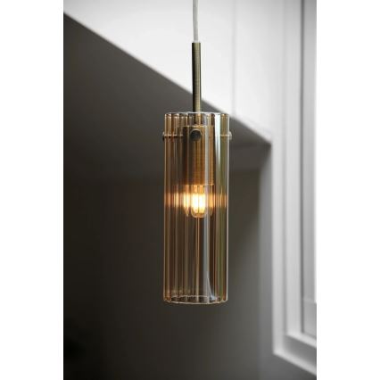 Markslöjd 109015 - Lustr na lanku TIBIA 1xE14/40W/230V kouřová béžová/mosaz