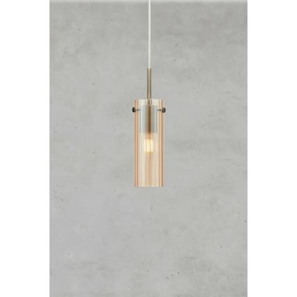 Markslöjd 109015 - Lustr na lanku TIBIA 1xE14/40W/230V kouřová béžová/mosaz