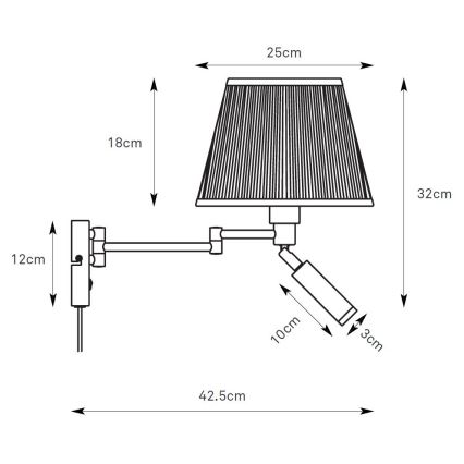 Markslöjd 109016 - LED Nástěnná lampa PIVOT 1xE27/40W/230V + LED/4W krémová/černá