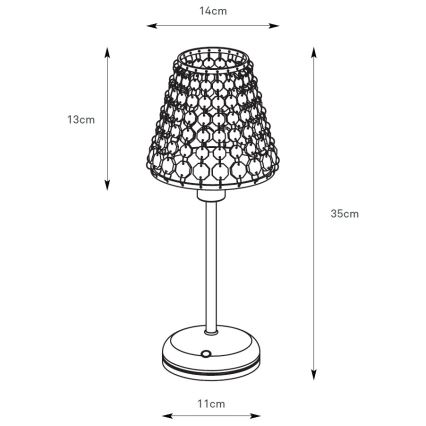 Markslöjd 109125 - LED Stmívatelná nabíjecí dotyková stolní lampa LIORA 1xE14/2W/2000 mAh mosaz