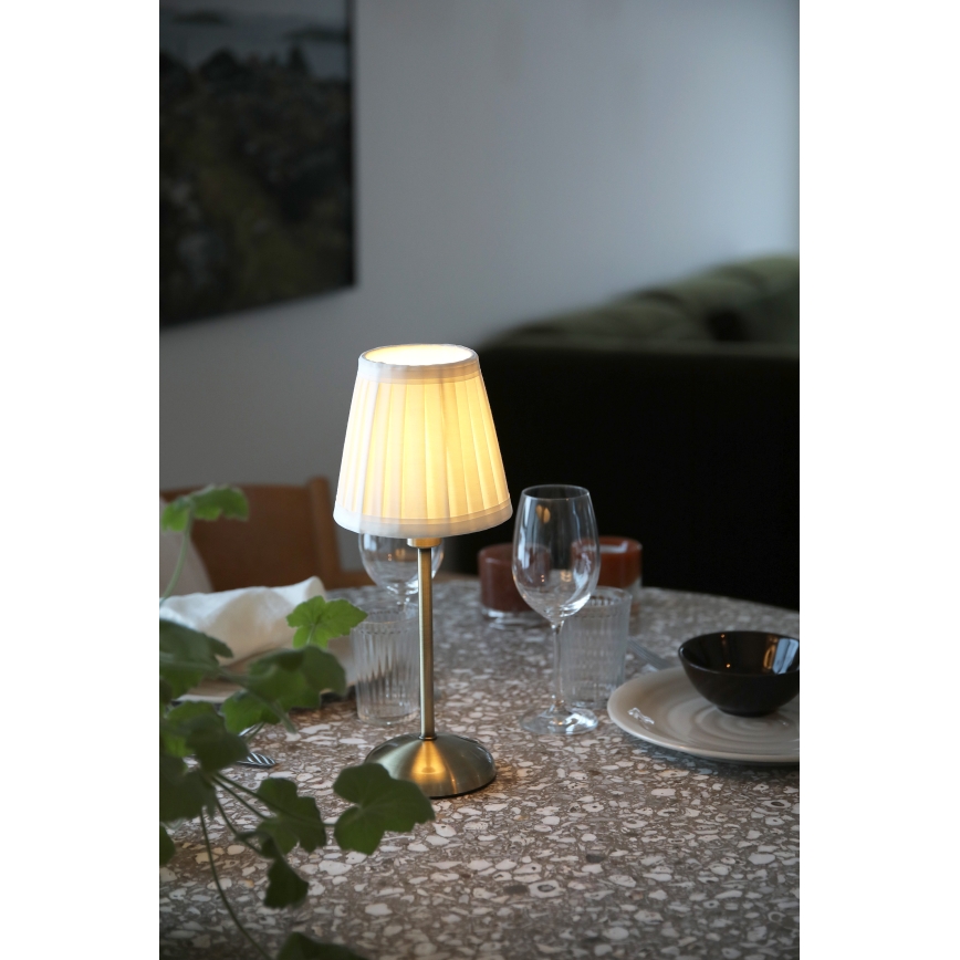 Markslöjd 109126 - LED Stmívatelná nabíjecí dotyková stolní lampa ANNO 1xE14/2W/2000 mAh bílá/mosaz